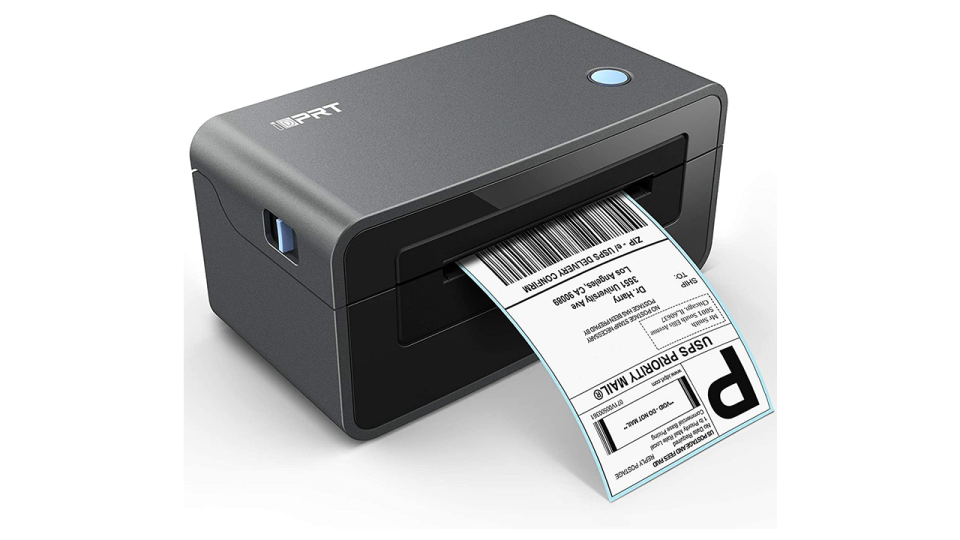 iDPRT SP410 Thermal Label Printer printing a label 